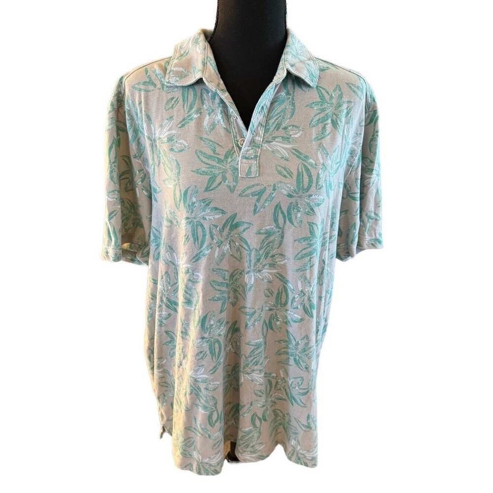 TOMMY BAHAMA Vintage Relax Floral Button Polo Hawaiian Shirt Sz L Cotton